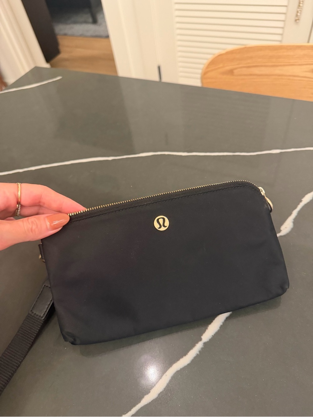 lululemon athletica Black Gold-Accent Wristlet Crossbody